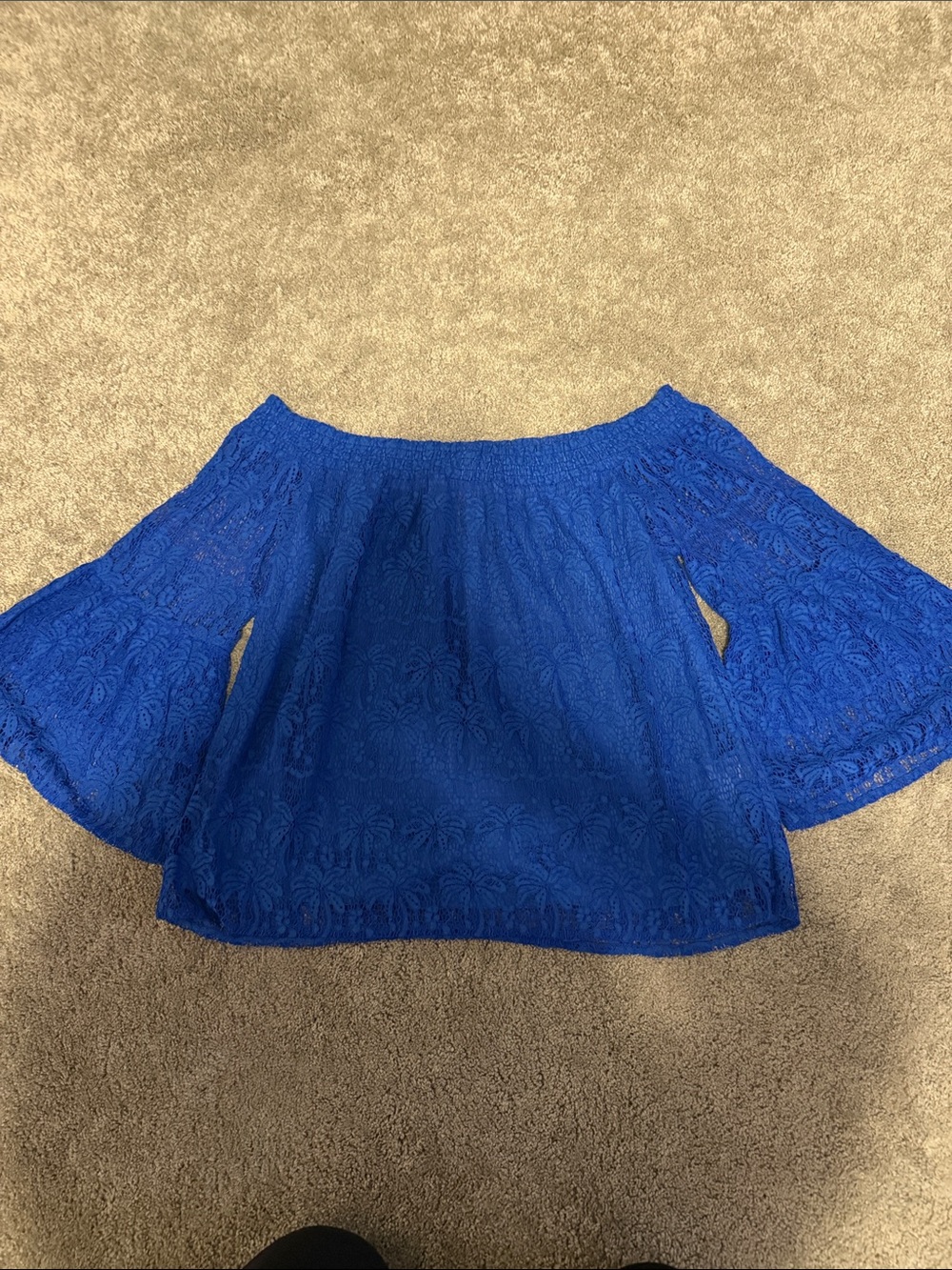 Lilly Pulitzer Blue Lace Tobyn Top- Off- Shoulder Blouse- size- XL